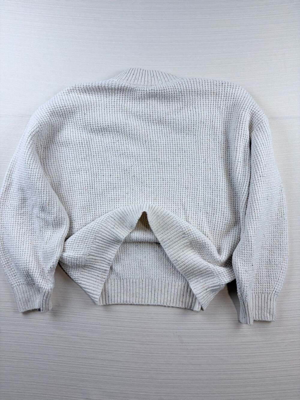 Old Navy XL (14-16) Cream Textured Waffle Knit Mock Neck Sweater - Picture 4 of 6